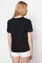 Siyah %100 Pamuk İşleme Detaylı Basic Bisiklet Yaka Örme T-Shirt TWOSS23TS00012 - 5