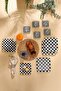 Checkered Pattern 24 Piece Tea Set Square