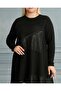 Women's Mesh Leather Detailed Black Tunic - 3
