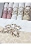 Laced Satin Embroidered Patterned Boxed Luxury Dowry Set 50x90 Set of 6 Hand and Face Towels - 2