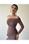 One Sleeve Half Off Shoulder Tulle Dress - 7