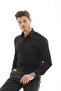 Vessmen Black Dobby Slimfit Long Sleeve Men's Shirt with Gift Box - 8