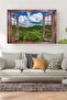 3D Landscape Sticker with Wooden Window - 2