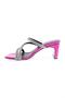 Woman's crystal stone cross strap heeled slippers pink metallic 21423382 - 3