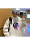 Sitting Astronaut White Hooded Oversize Printed Unisex Sweatshirt