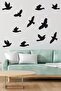 Large Flock of Birds Decorative Wall Sticker (11 Bird Figures) Black