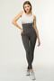 Women's Extra High Waist Slimming Recovery Breathable Diving Fabric Gray Leggings - 2