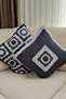 Denim Blue & Gray - Motif Hand Knitted 2-Piece Throw Pillow Cover - Without Inner Pillow - 2