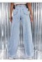 Ice Blue High Waist Women's Loose Jeans Wide Leg Flare Jean Wide Fit - 4