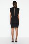 Black Satin Short Evening Dress with Shiny Stone Detail - TPRSS23EL00175 - 6