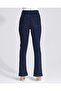 Navy Blue Lycra High Waist Flared Leg Slit Jeans Flare Jeans - 5