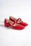Women's Red Patent Leather Tape Detailed Heeled Shoes - 4