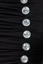 Black Satin Short Evening Dress with Shiny Stone Detail - TPRSS23EL00175 - 5