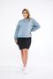 Women's Light Blue Front Rivet Detailed Oil Wash Crop Sweat