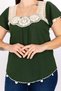 Women's Lace Collar Şilebezi Khaki Green Blouse - 2