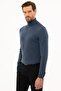 Men's Indigo Melange Slim Fit Full Turtleneck Basic Knitwear Sweater - 3