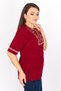 Women's Şile Cloth Short Sleeve Claret Red Blouse - 3