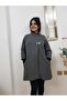 Anthracite Women's Wool Poncho Coat - 2