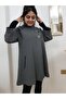 Anthracite Women's Wool Poncho Coat - 4