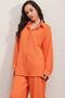 Women's Orange Oversize Bottom-Top Double Knitted Suit Hzl23w-bd158581