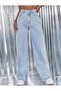 Ice Blue High Waist Women's Loose Jeans Wide Leg Flare Jean Wide Fit - 2
