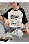 Plus Size Women's Beverages Nice To Drink Printed Sleeves Black Oversize T-shirt - 5
