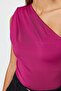 Fuchsia Asymmetrical Collar Flexible Knitted Body with Snaps from the Bottom TWOSS22BD00014 - 4