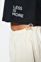 Siyah %100 Pamuk Slogan Baskılı Crop Bisiklet Yaka Örme T-Shirt TWOSS23TS00125 - 4