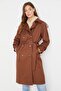 Brown Belted Regular Water-Repellent Trench Coat TWOSS20TR0012 - 7