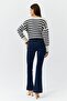 Women's Dark Navy Blue Flare Leg Extra High Waist Wrap - 5
