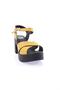Cross Strap Heeled Sandals Mustard Yellow Genuine Leather 391113219 - 2