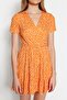 Orange Printed Double-Breasted Collar Mini Stretchy Knit Dress TWOSS21EL0241 - 3