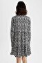 Shirt Collar Printed Mini Long Sleeve Dress - 3