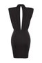 Black Satin Short Evening Dress with Shiny Stone Detail - TPRSS23EL00175 - 8