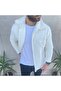 White Plush Buttoned Jacket Cardigan with Chest Pocket - 2
