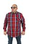 Large Size Men's Pocketed Shirt Colorful Square 23364 Claret Red