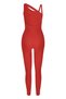 Women's Red Sports Tights Jumpsuit - 2