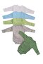 Long Sleeve Self-Glove Snap Fastened Double Breasted Badi (Pack of 5) White-turquoise-teal-gray-mold - 2