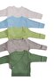 Long Sleeve Self-Glove Snap Fastened Double Breasted Badi (Pack of 5) White-turquoise-teal-gray-mold - 3