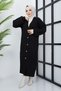 Women's Black Basket Knit Buttoned Full Length Knitwear Cardigan