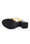 Cross Strap Heeled Sandals Mustard Yellow Genuine Leather 391113219 - 5