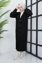 Women's Black Basket Knit Buttoned Full Length Knitwear Cardigan - 2