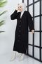 Women's Black Basket Knit Buttoned Full Length Knitwear Cardigan - 5