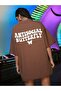 Brown Antisocial Printed Oversize T-shirt - 3