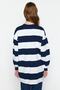 Lacivert Oversize Baskılı Örme Çizgili Tunik TCTSS23UK00041 - 6
