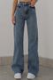 Logue Model Women's Lycra Medium Blue Karsuper High Waist Loose Leg Jeans Trousers - 2