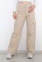 Women's High Waist Beige Cargo Pocket Jeans