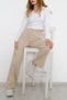 Women's High Waist Beige Cargo Pocket Jeans - 6