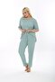 Women's Short Sleeve, Elastic Waist, Slit, Comfortable, Double Camisole Suit - 7