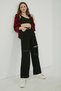 Women's High Waist Black Knee Detailed Ripped Palazzo Jeans Stretchy Jeans - 3